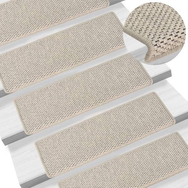 Treppenmatten Selbstklebend Sisal-Optik 15 Stk. 65x25cm Silbern