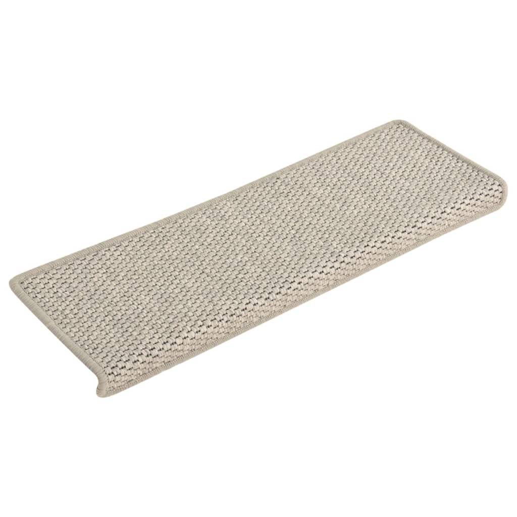 Treppenmatten Selbstklebend Sisal-Optik 15 Stk. 65x25cm Silbern-1