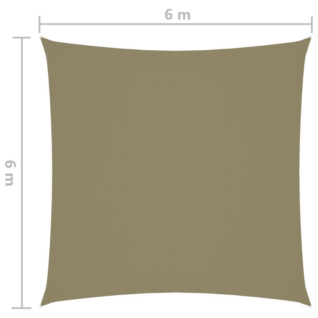 vidaXL Sonnensegel Oxford-Gewebe Quadratisch 6x6 m Beige-5