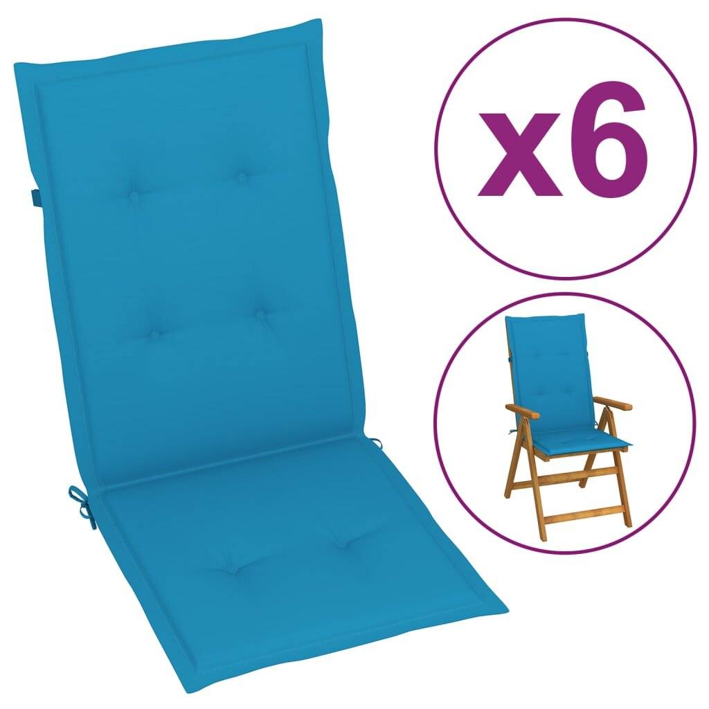 Gartenstuhlauflagen 6 Stk. Blau 120x50x4 cm-0