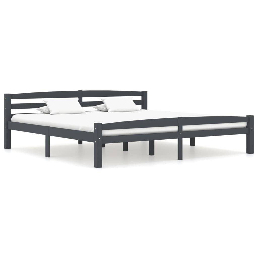 Bettgestell Dunkelgrau Massivholz Kiefer 200x200 cm-5