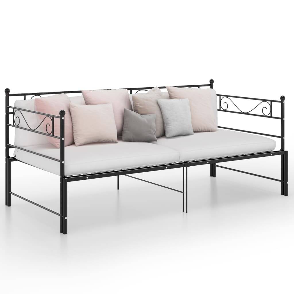 Ausziehsofa Bettgestell Schwarz Metall 90x200 cm-6