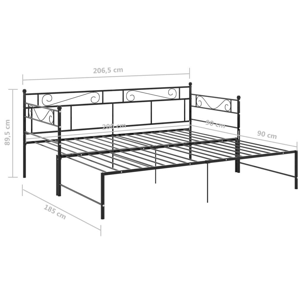Symbolbild für Ausziehsofa Bettgestell Schwarz Metall 90x200 cm