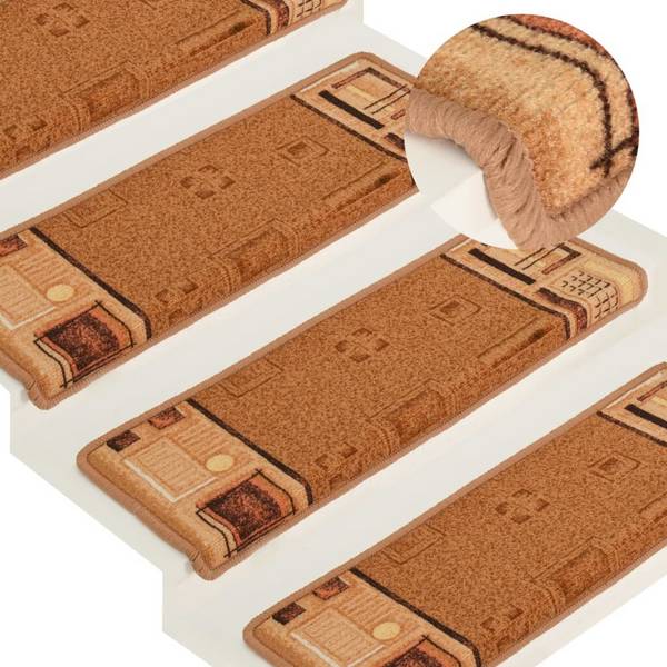 Treppenmatten Selbstklebend 15 Stk. 65x25 cm Beige