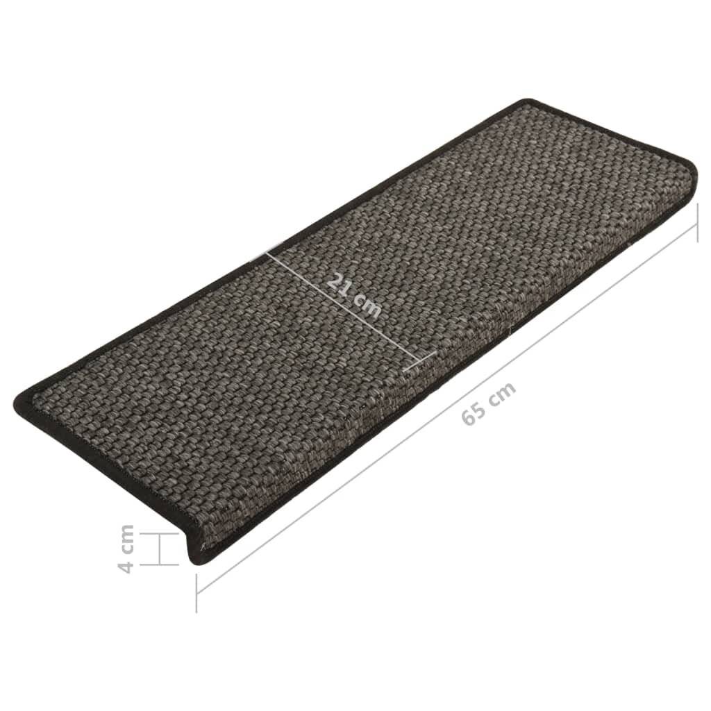 Treppenmatten Selbstklebend Sisal 15 Stk. 65x25 cm Anthrazit-6