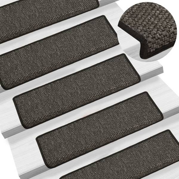 Treppenmatten Selbstklebend Sisal 15 Stk. 65x25 cm Anthrazit