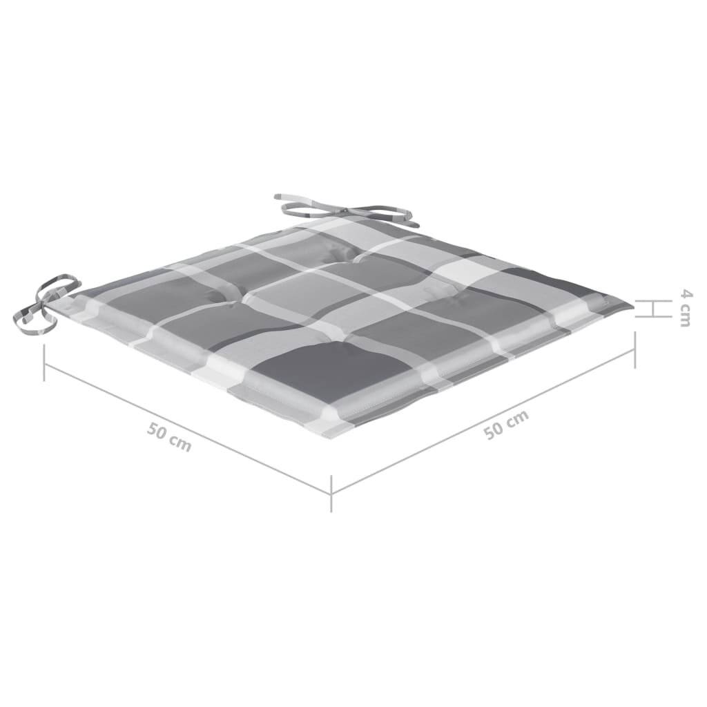Gartenstuhl-Sitzkissen 4 Stk. Grau Karomuster 50x50x4 cm Stoff-5