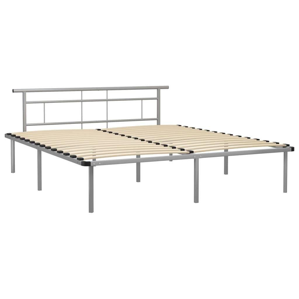 Bettgestell Grau Metall 200x200 cm-1