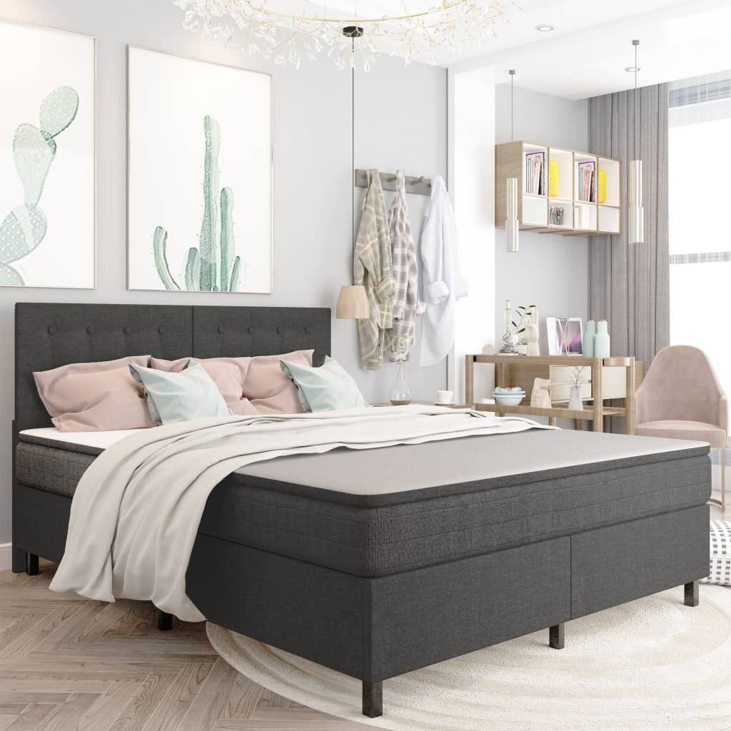 Boxspringbett Dunkelgrau Stoff 160x200 cm-6