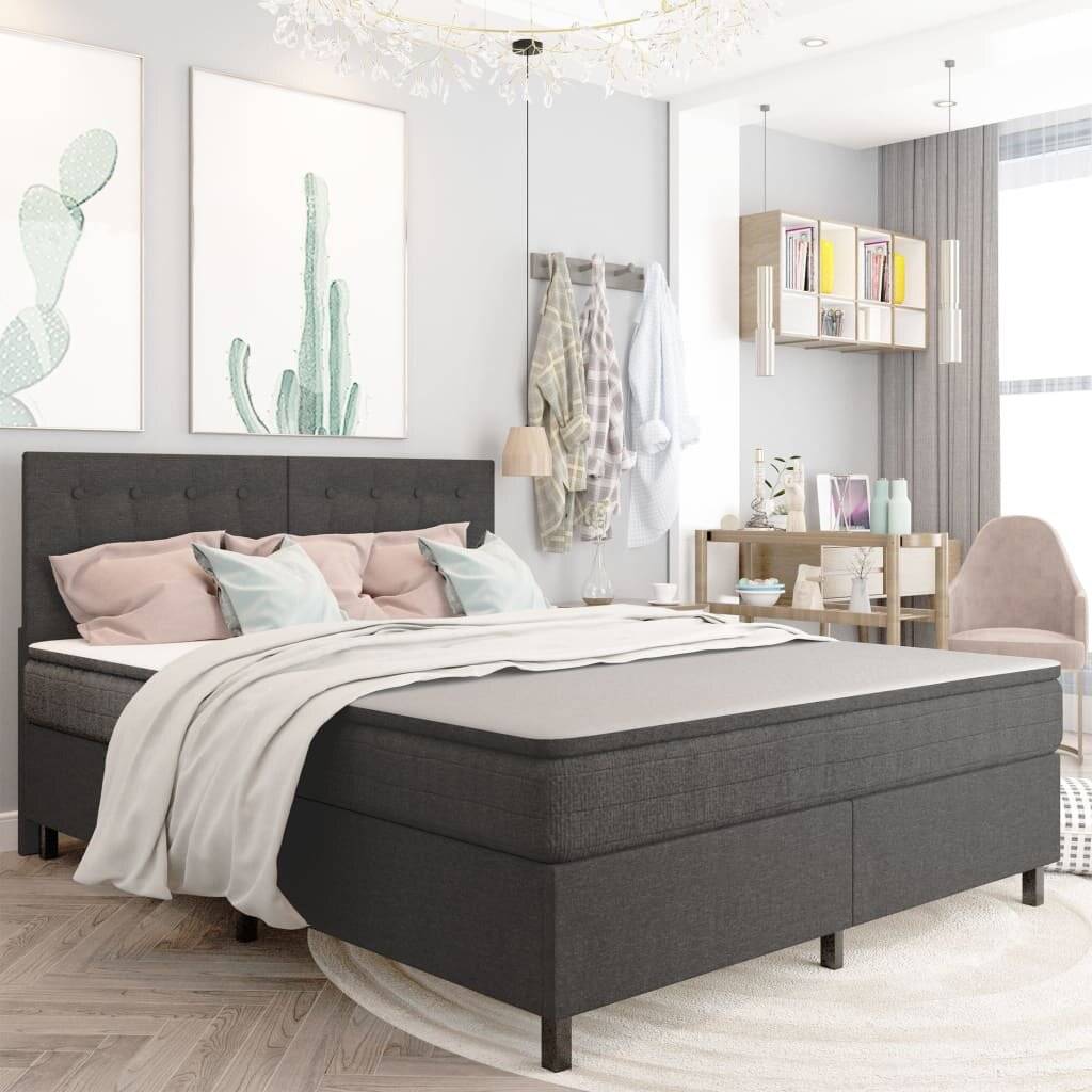 Boxspringbett Dunkelgrau Stoff 180x200 cm-6