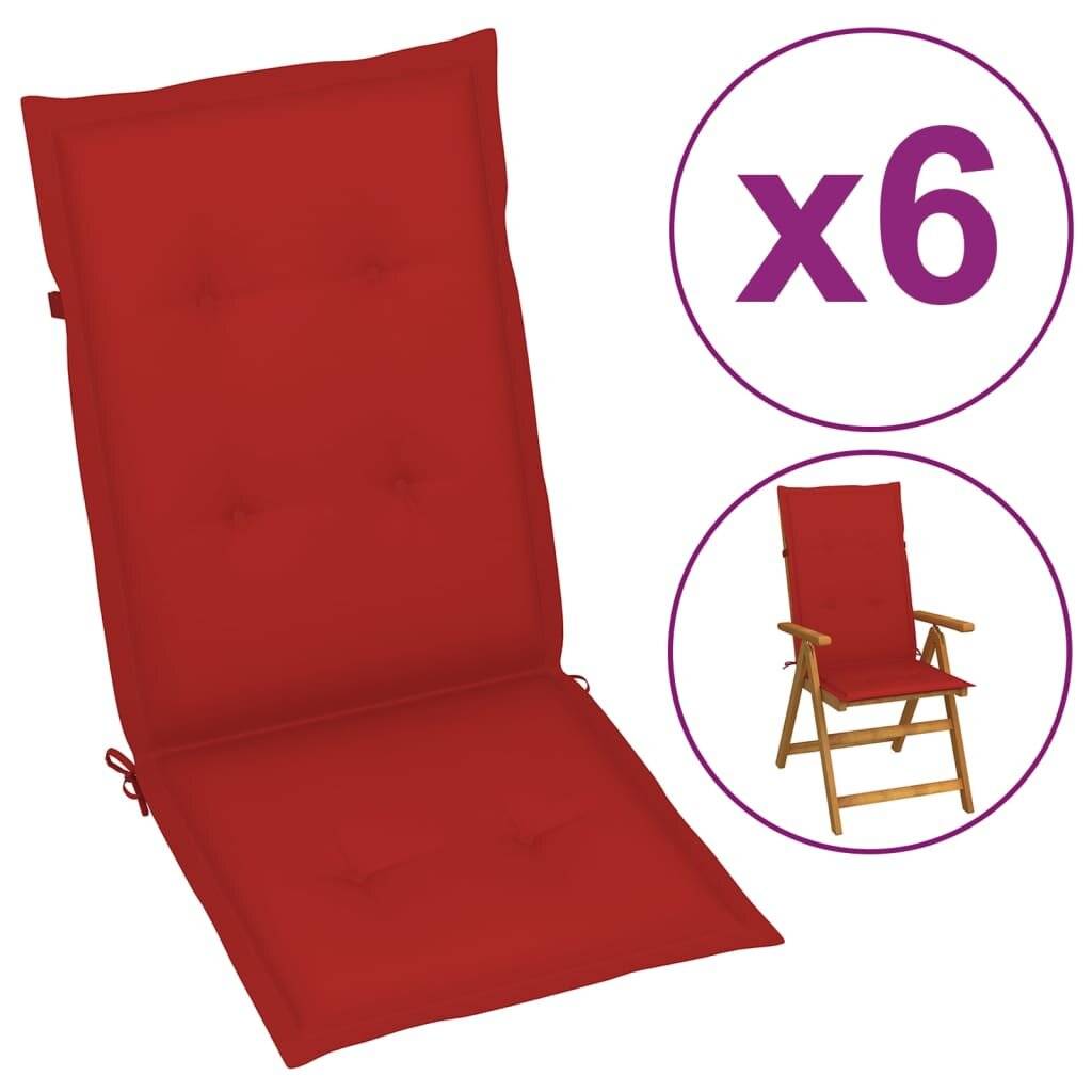 Gartenstuhlauflagen 6 Stk. Rot 120x50x4 cm-0