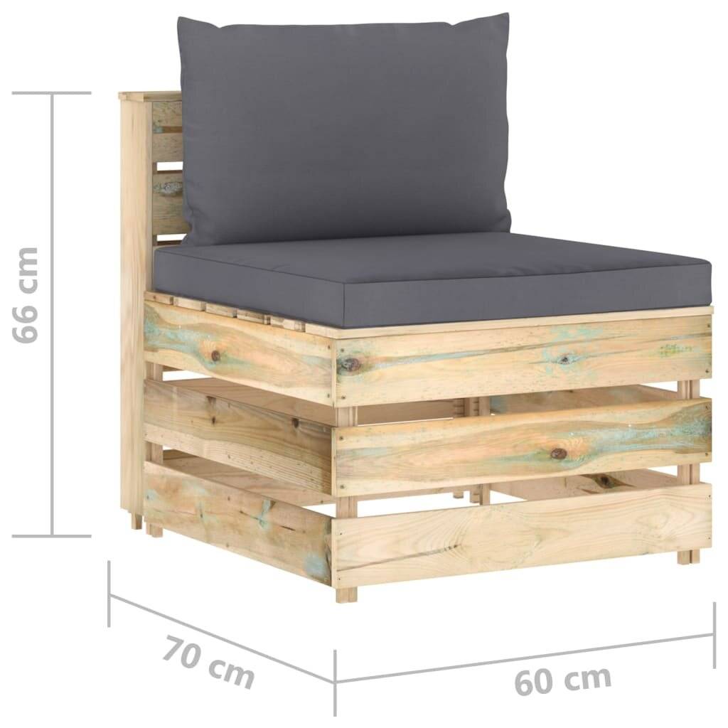 vidaXL Modulares Mittelsofa mit Kissen Grün Imprägniertes Holz-5