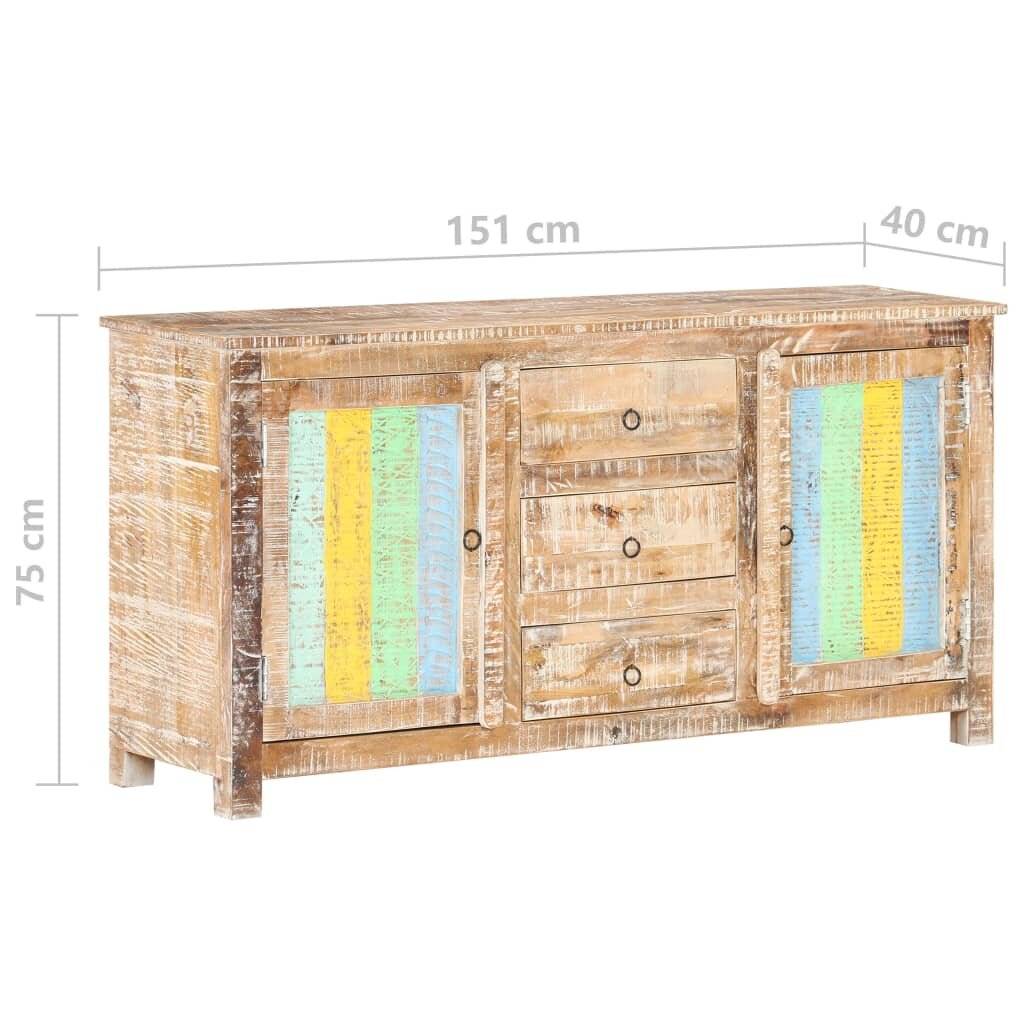 vidaXL Sideboard 151x40x75 cm Raues Akazienholz-6