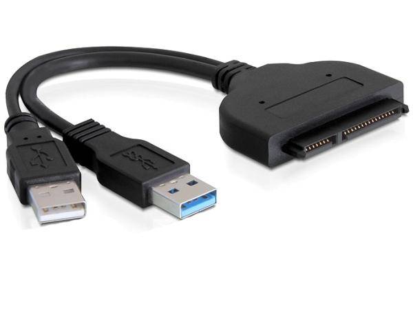 Delock Festplatten Adapter [1x USB 3.2 Gen 1 Stecker A (USB 3.0), USB 2.0 Stecker A - 1x SATA-Kombi-Buchse 7+15pol.] 0.2-2