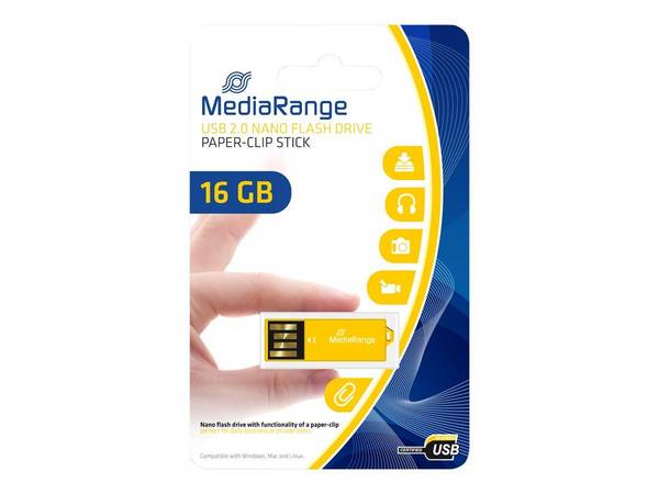 MEDIARANGE Nano - USB-Flash-Laufwerk - 16 GB - USB 2.0 - Gelb