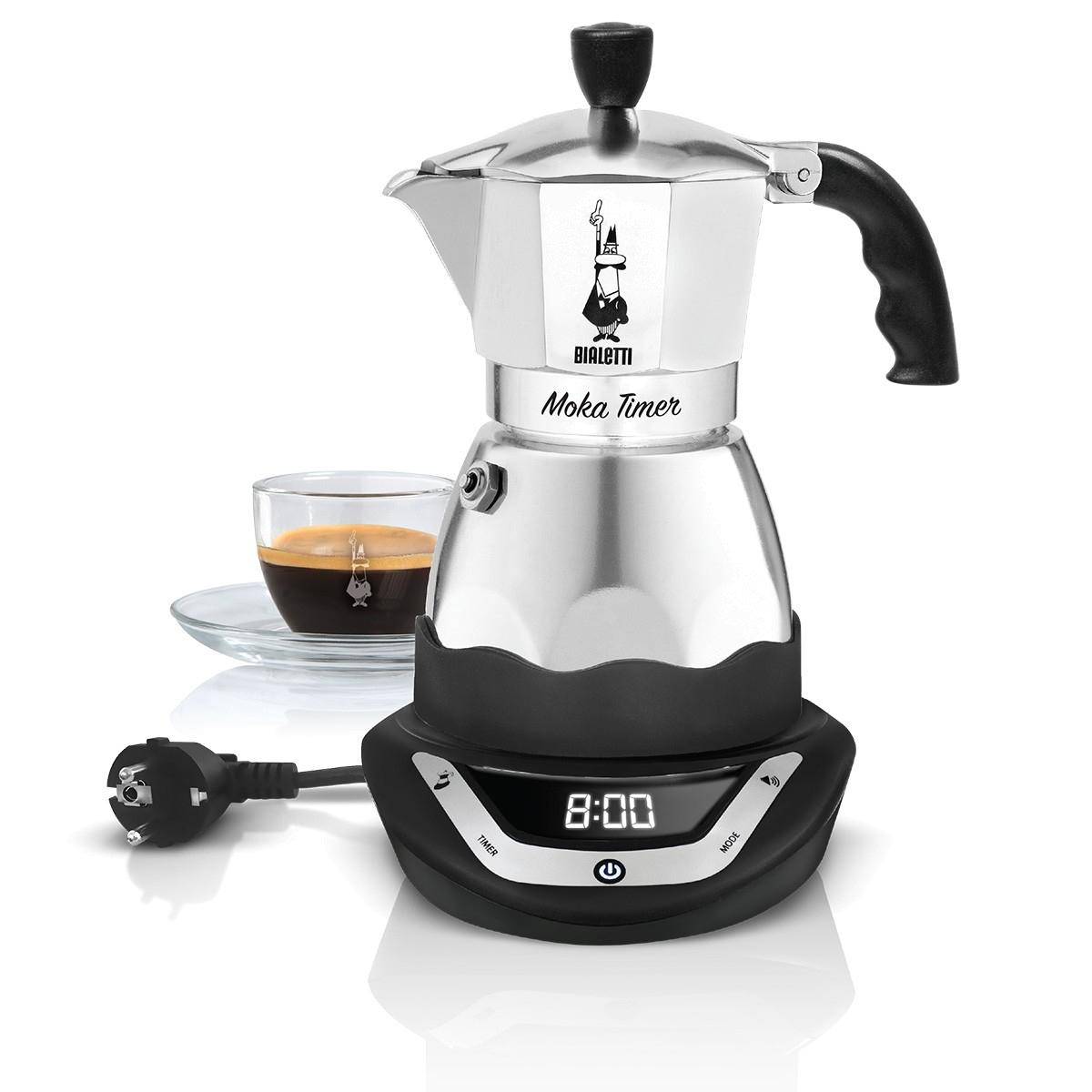 Bialetti Moka Timer, Elektrische Espressokanne, Gemahlener Kaffee, Schwarz, Silber-1