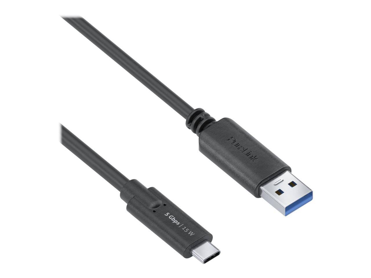Premium USB v3.2 USB-C / USB-A Kabel - 0.50m, schwarz-1