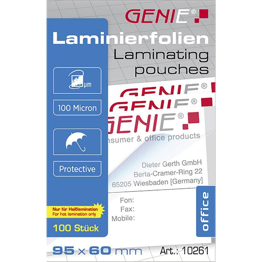 Laminierfolien (im Visitenkartenformat 95 x 60 mm, 100 Mikron) 100er Pack-1