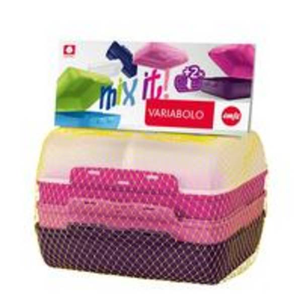 Emsa 517052 Variabolo 4-teiliges Frischhaltedosen Girls-Set, 16 x 11 x 7 cm, beidseitig zu oeffnen, platzsparend ineinander stapelbar, rosa