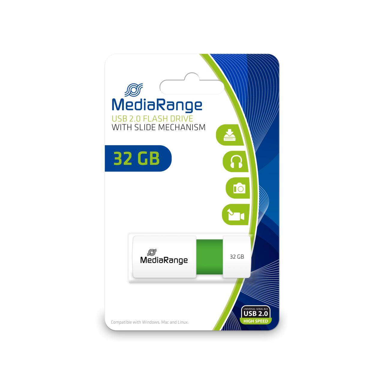 MEDIARANGE USB-Flash-Laufwerk - 32 GB - USB 2.0 - weiß - grün-2