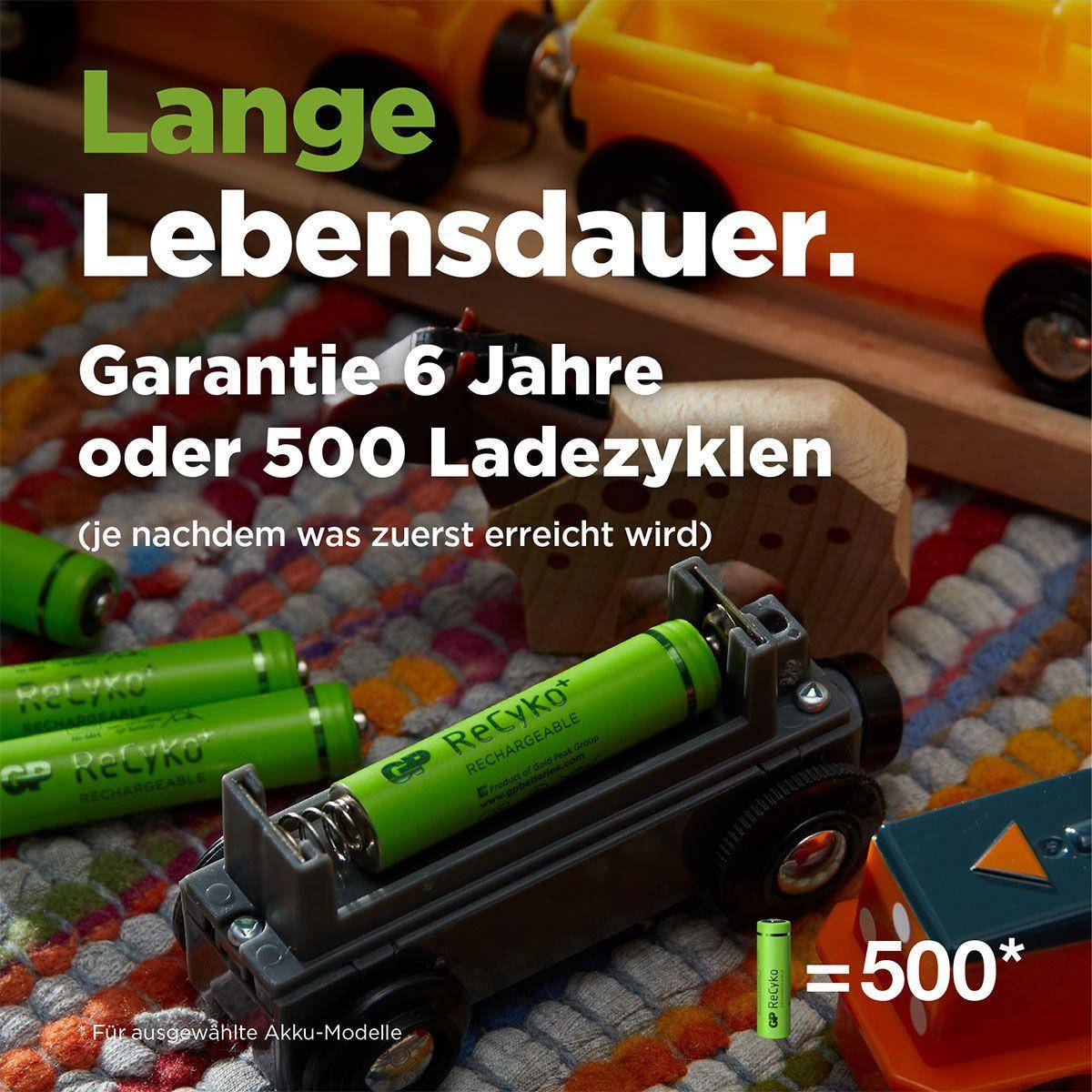 GP BATTERY - GP Batteries ReCyko+ 1300mAh 4Stk., Wiederaufladbarer Akku, AA, Nickel-Metallhydrid (NiMH), 1,2 V, 4 Stück(-2