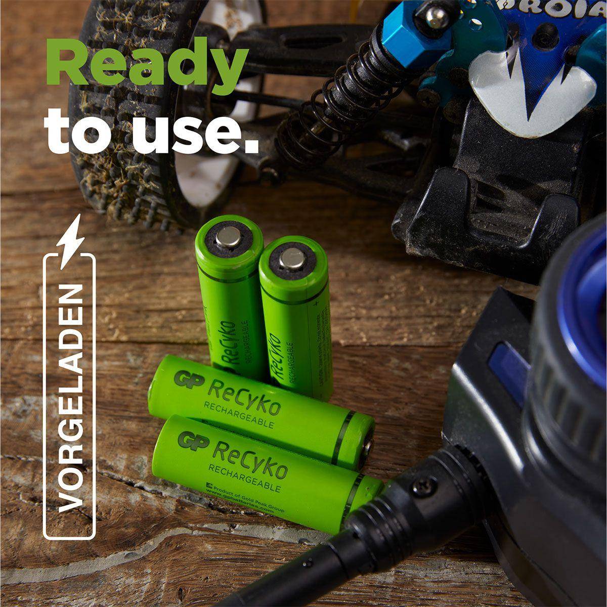 GP BATTERY - GP Batteries ReCyko+ 1300mAh 4Stk., Wiederaufladbarer Akku, AA, Nickel-Metallhydrid (NiMH), 1,2 V, 4 Stück(-4