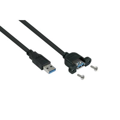 kabelmeister® Einbau-Verlängerungskabel USB 3.0 Stecker A an Einbaubuchse  A, Premium, UL, KUPFER, schwarz, 3m