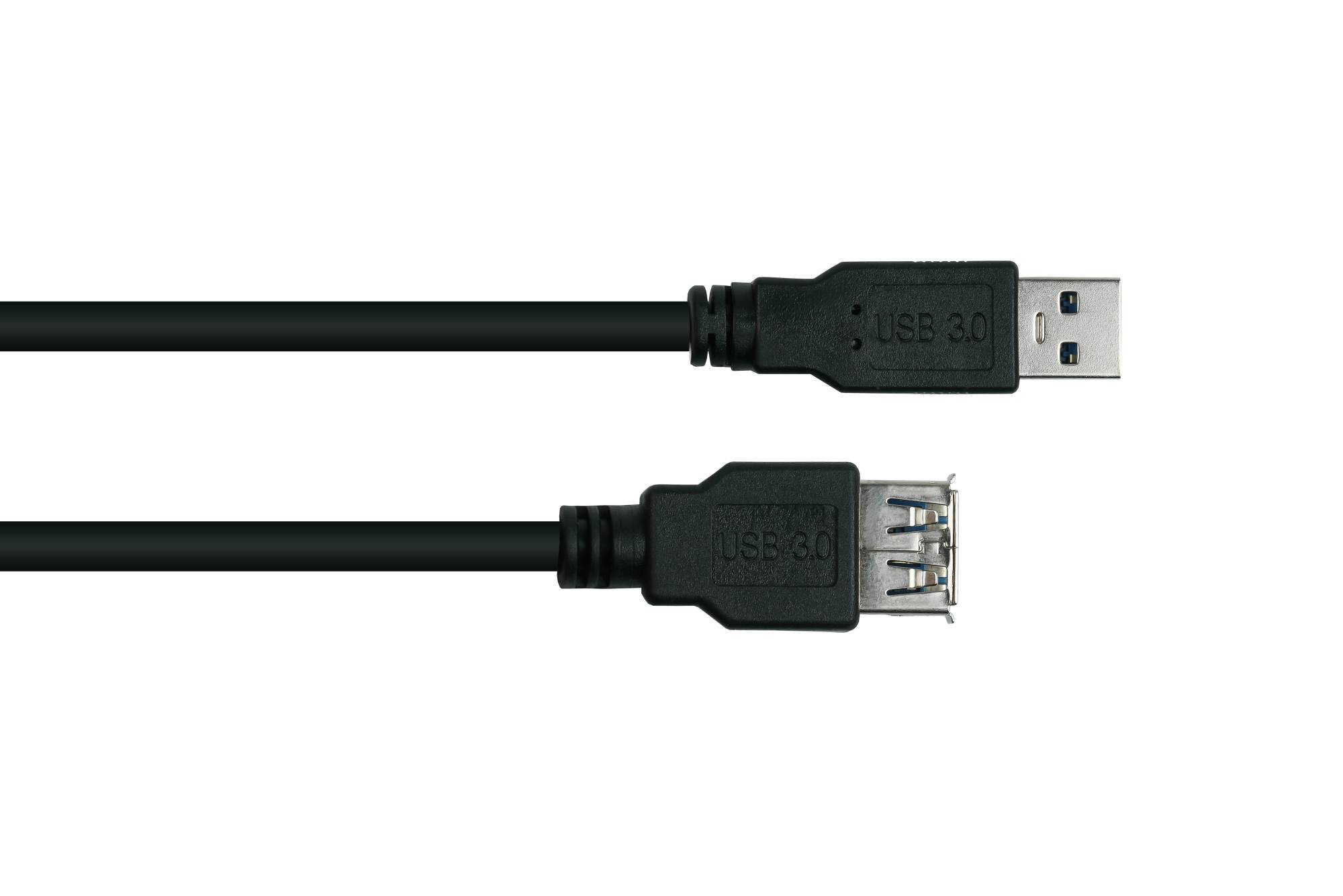 kabelmeister® Verlängerungskabel USB 3.0 Stecker A an Buchse A, Premium, UL, KUPFER, schwarz, 5m-1