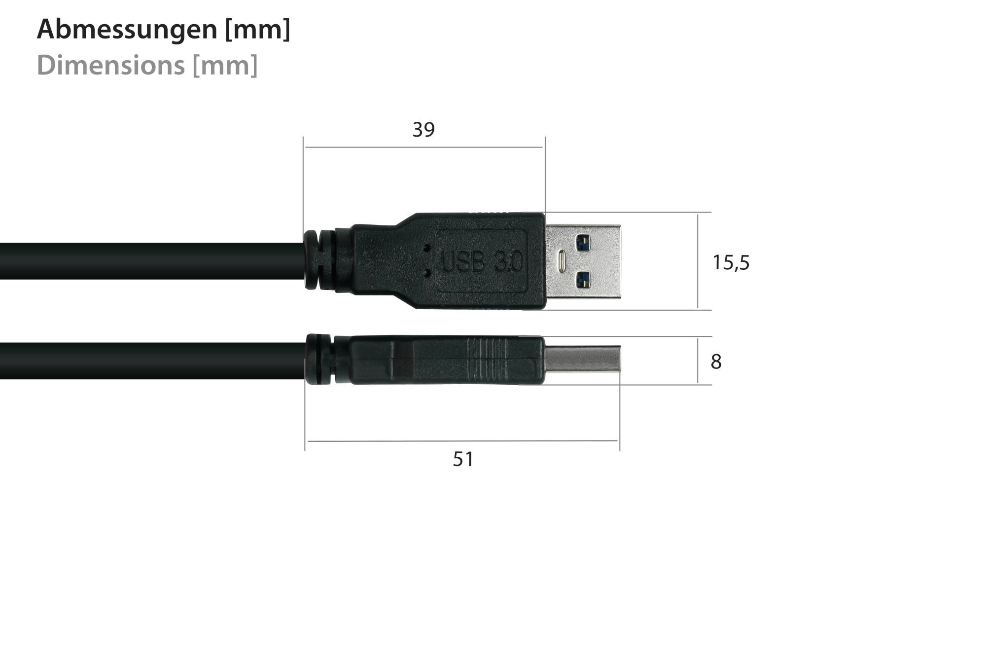 kabelmeister® Verlängerungskabel USB 3.0 Stecker A an Buchse A, Premium, UL, KUPFER, schwarz, 5m-4