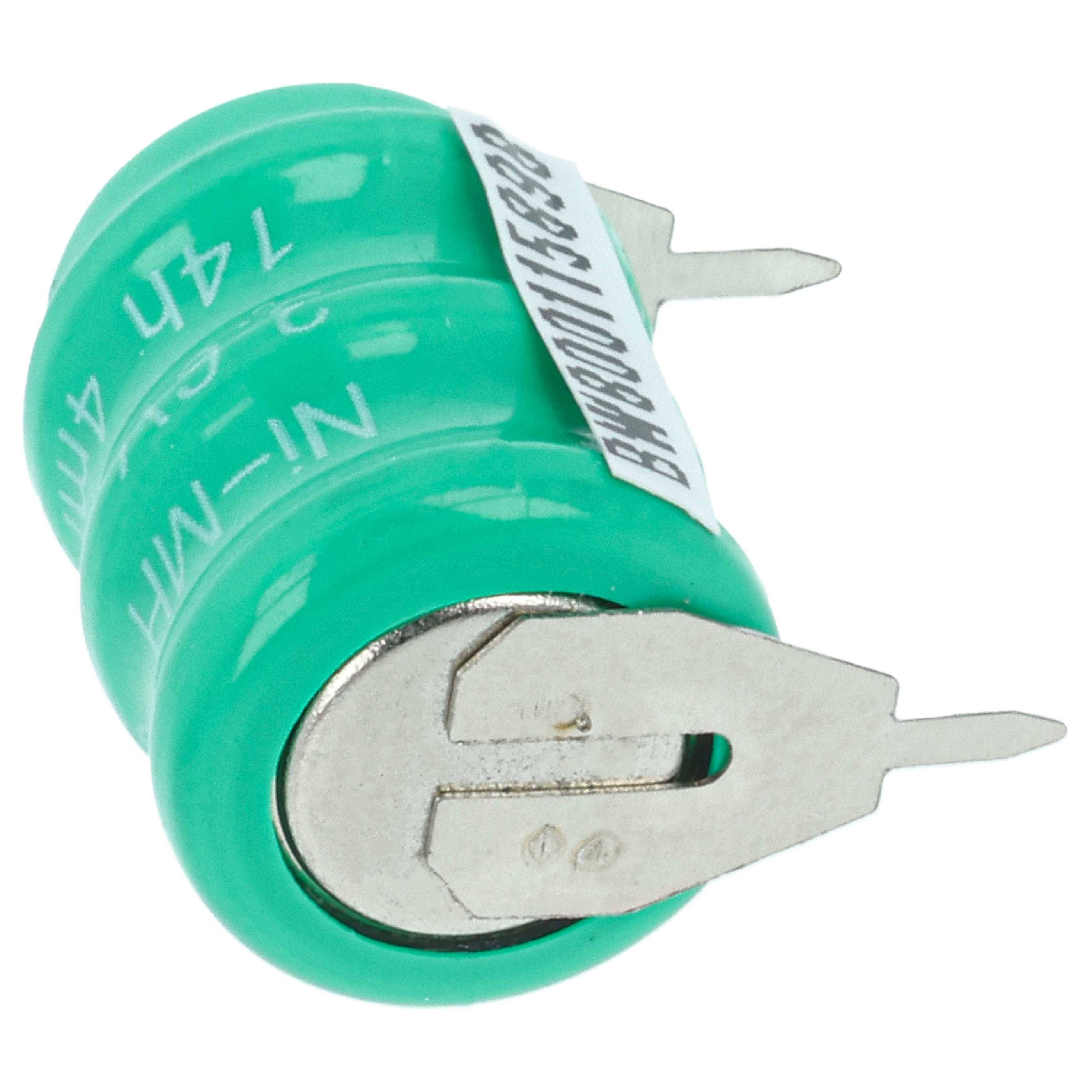 vhbw Knopfzellen Akku Typ V40H (NiMH, 40mAh, 3.6V) | Säule mit 3 Zellen, 2 Pins Printanschluss, wiederaufladbar-1