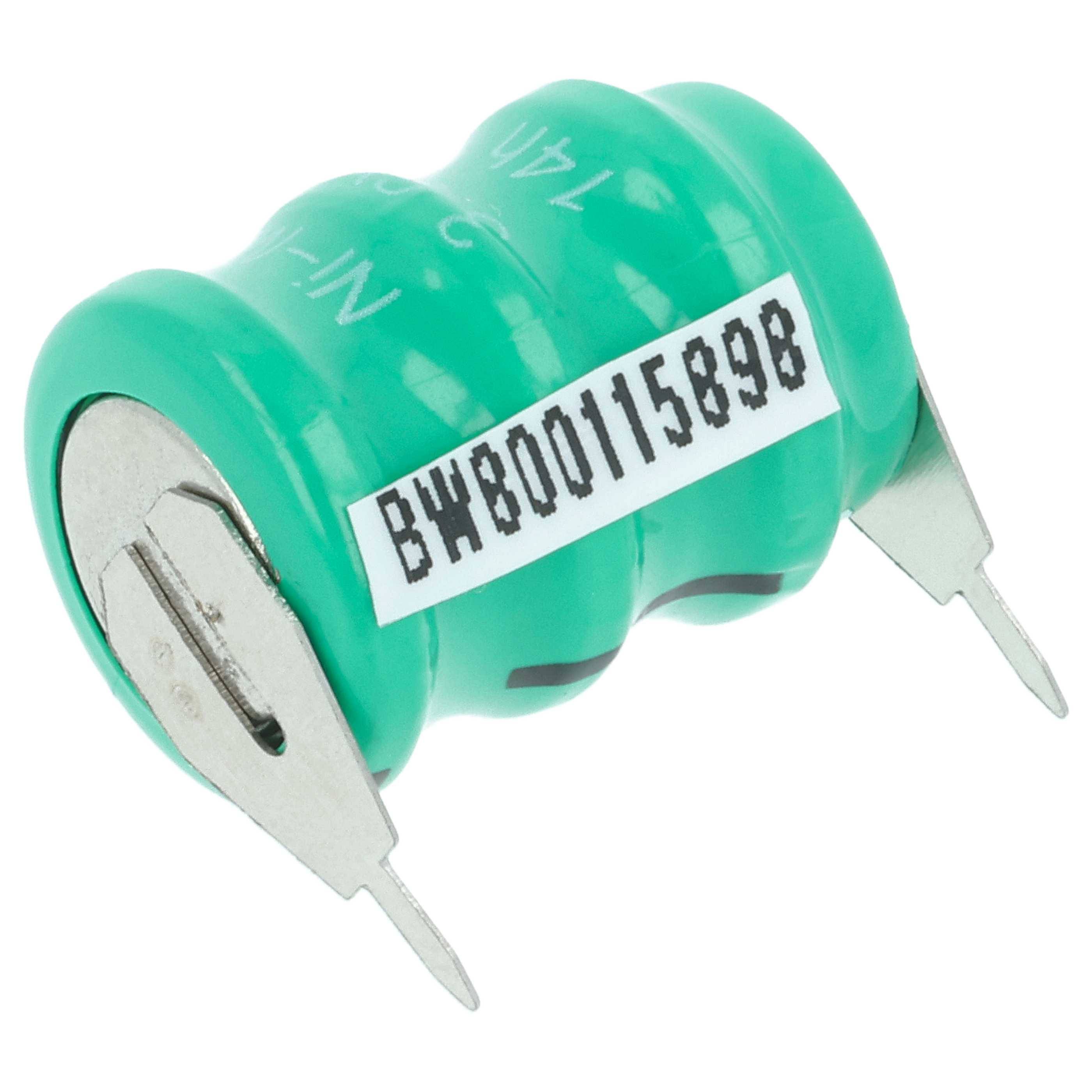 vhbw Knopfzellen Akku Typ V40H (NiMH, 40mAh, 3.6V) | Säule mit 3 Zellen, 2 Pins Printanschluss, wiederaufladbar-0