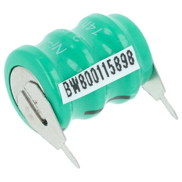 vhbw Knopfzellen Akku Typ V40H (NiMH, 40mAh, 3.6V) | Säule mit 3 Zellen, 2 Pins Printanschluss, wiederaufladbar