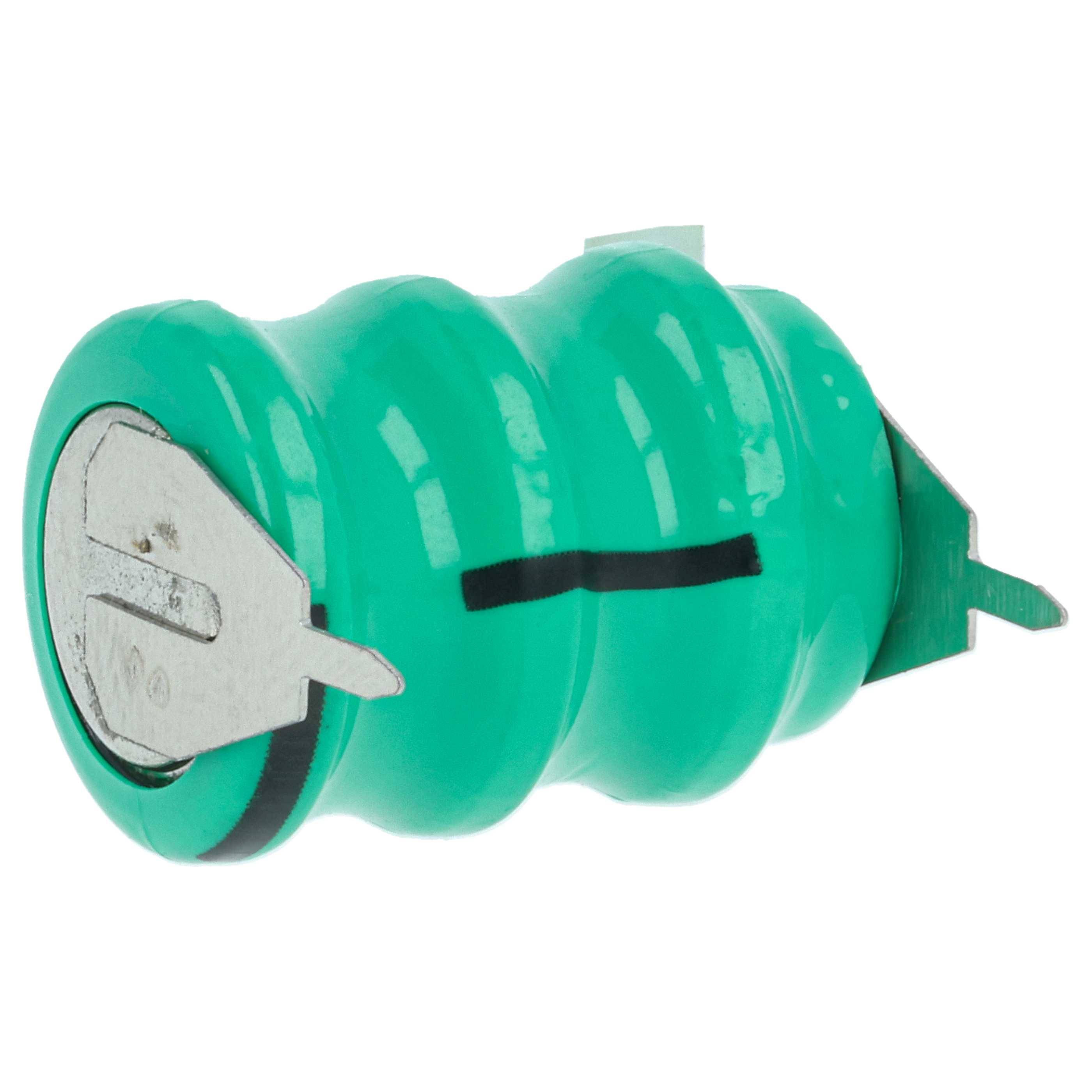 vhbw Knopfzellen Akku Typ V40H (NiMH, 40mAh, 3.6V) | Säule mit 3 Zellen, 2 Pins Printanschluss, wiederaufladbar-2