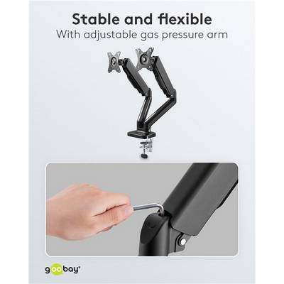 Goobay 58531 Dual Monitorhalterung mit Gasdruckfeder 43 cm (17") - 81 cm (32") Tischklemme Monitorarm schwenkbar 9 kg-2