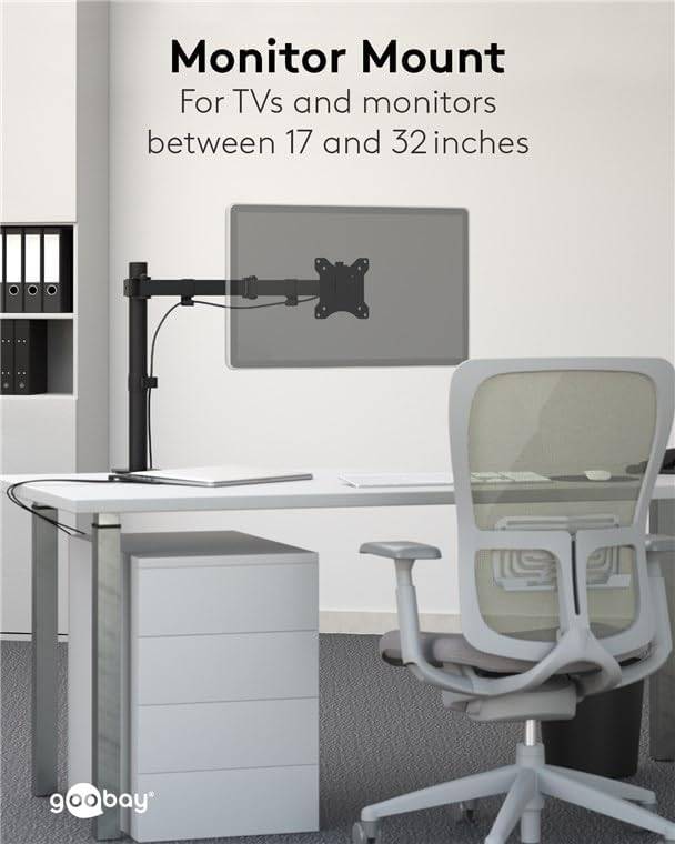 Goobay 58528 Monitorhalterung Single FLEX zur Tischmontage 43 cm (17") - 81 cm (32") Monitorarm rotier- & schwenkbar 8kg-1