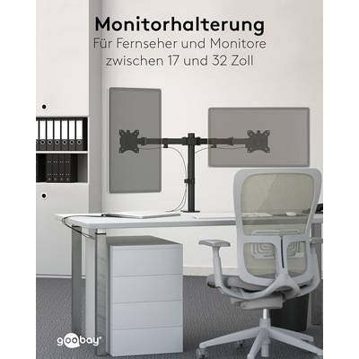 Goobay 58529 Monitorhalterung 2 Monitore 43 cm (17") - 81 cm (32") Tischklemme Monitorarm rotier- & schwenkbar 8 kg-5