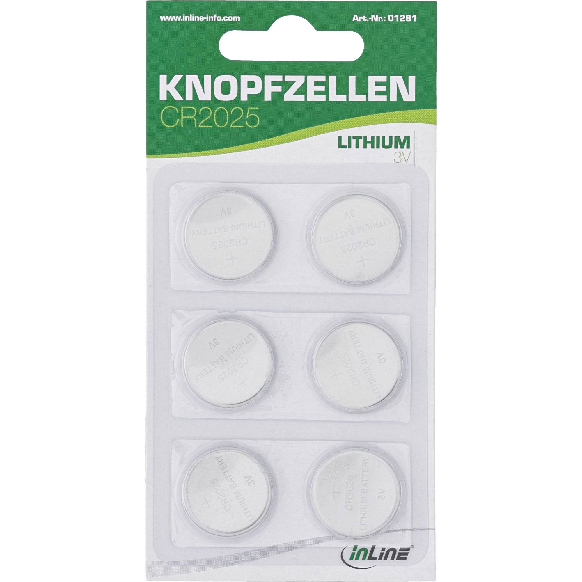 InLine® CR2025 Knopfzellen, 3V Lithium, 6er Blister-2