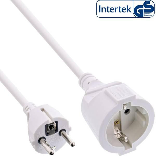 InLine® Schutzkontakt-Verlängerungskabel, CEE 7/7, H05VV-F3G1,5, weiß, 15m