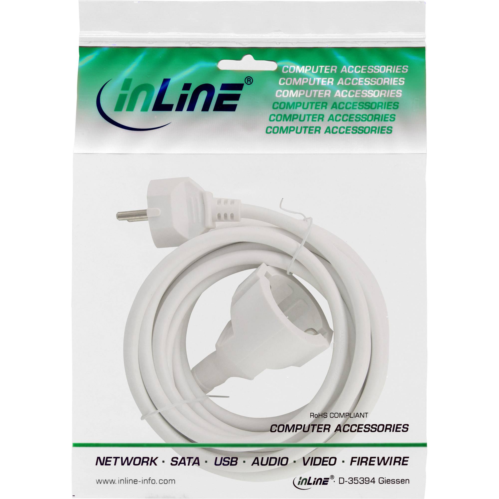InLine® Schutzkontakt-Verlängerungskabel, CEE 7/7, H05VV-F3G1,5, weiß, 5m-3