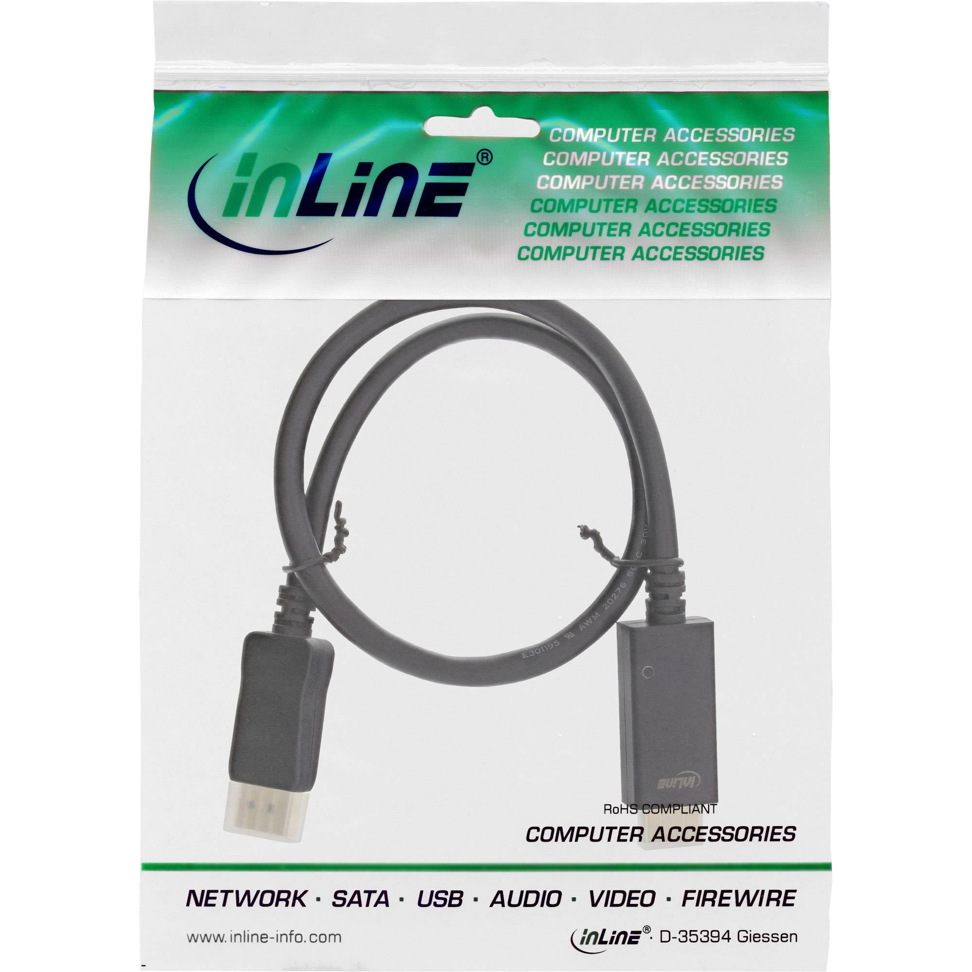 InLine® DisplayPort zu HDMI Konverter Kabel, 4K/60Hz, schwarz, 1m-1