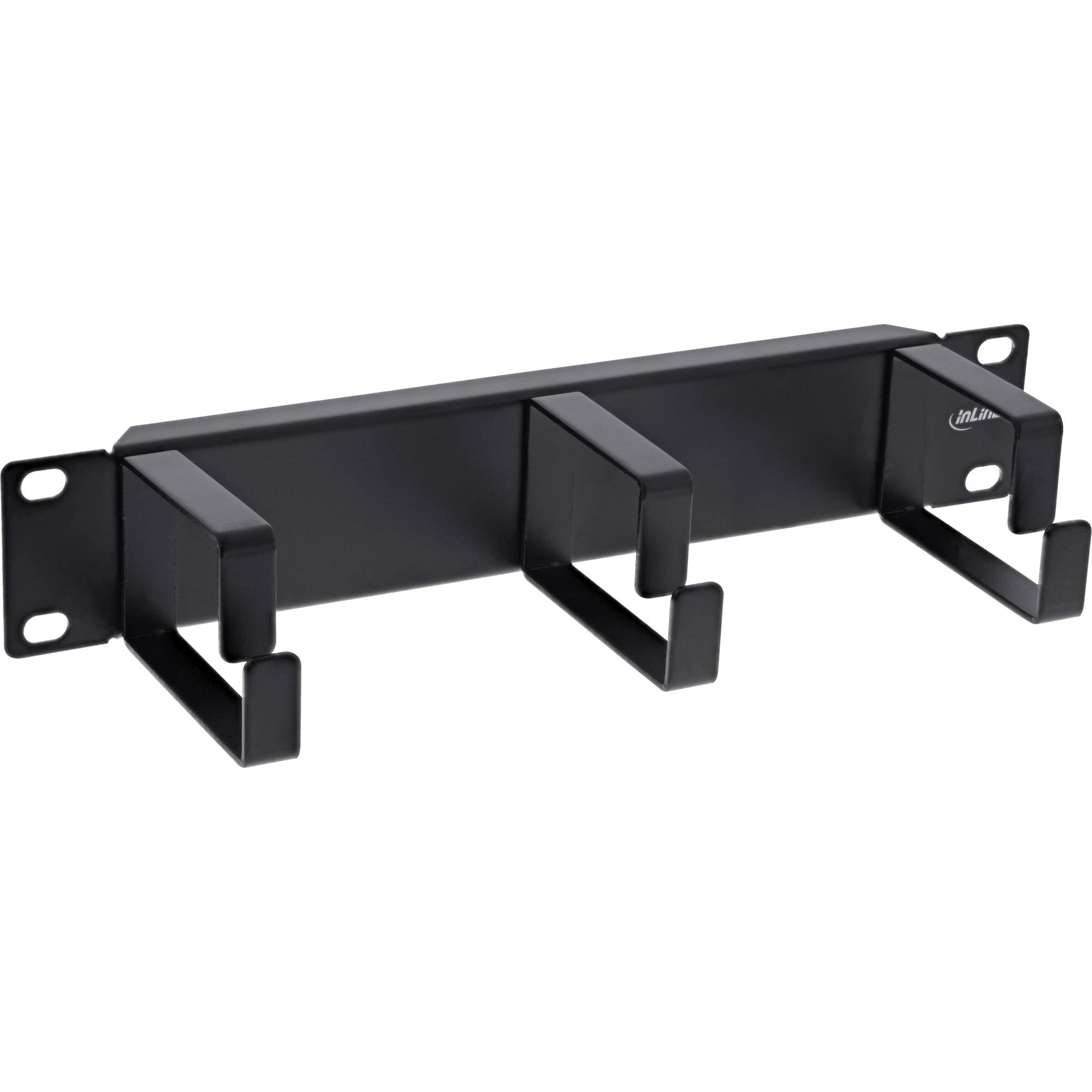 InLine® 10" Kabelführungspanel, 3 Bügel, RAL 9005, schwarz-1
