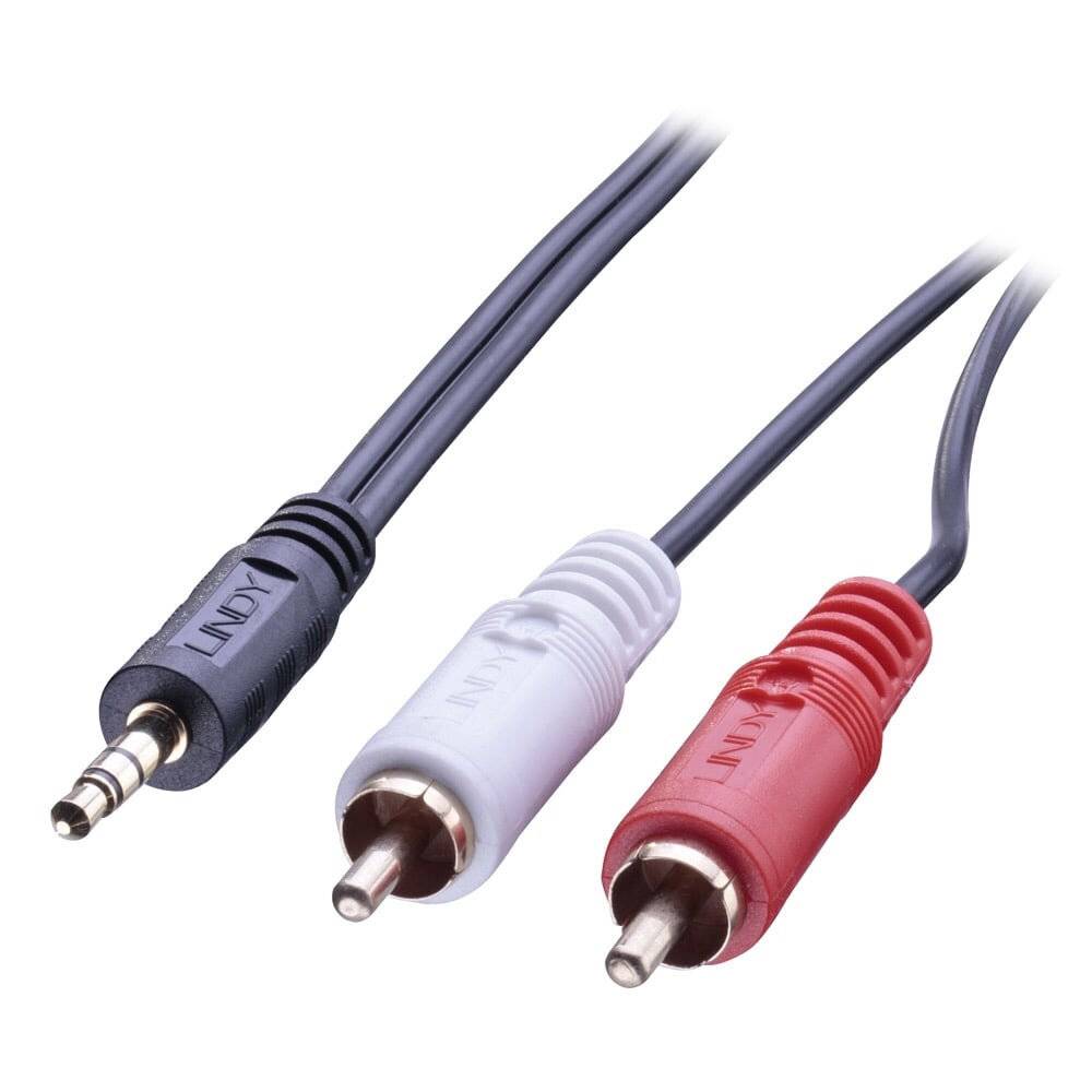 LINDY 35683 Cinch / Klinke Audio Anschlusskabel [2x Cinch-Stecker - 1x Klinkenstecker 3.5 mm] 5.00 m Schwarz-6
