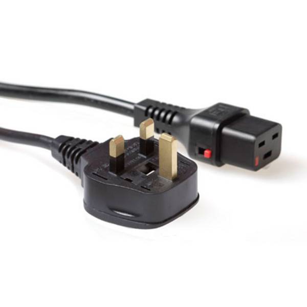ACT AK5061 Netzkabel UK-Stecker | C19 IEC Lock | Schwarz | 2 Meter