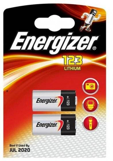Energizer Batterie Lithium, CR123, 3V Photo, Retail Blister (2-Pack)-1