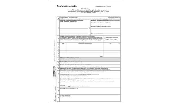 Ausfuhrkassenzettel / Abnehmerbescheinigung Umsatzsteuer - SD 1x3 Blatt DIN A4.-2