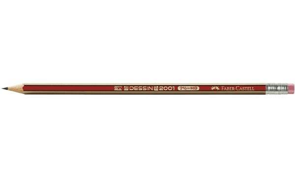 Bleistift DESSIN 2001 HB rot/gold +Radierer-1