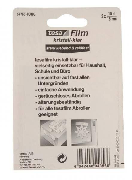 Klebefilm tesafilm® kristall-klar, Bandgröße (L x B): 10 m x 15 mm, 2-1