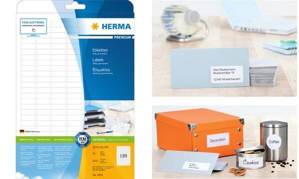 HERMA Premium - Papier - matt - permanent selbstklebend - weiß - 97 x 42.3 mm 300 Etikett(en) (25 Bogen x 12)-9
