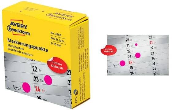 AVERY Zweckform Markierungspunkte, 19 mm, gelb, Spender (72038560)