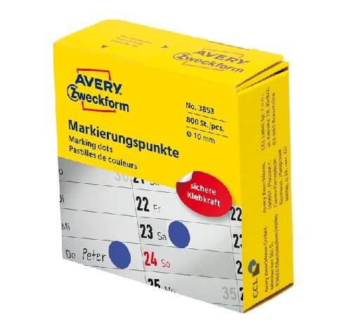 AVERY Zweckform Markierungspunkte, 10 mm, blau, Spender (72038530)-1